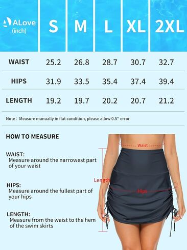 ALove Womens High Waisted Drawstring Swim Skirts Ruched Tummy Control Swimsuit Bottoms in Kuwait