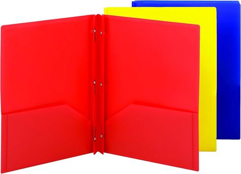 Smead Poly Two-Pocket Folder with Tang Style Fasteners, Letter Size, Assorted Bright Colors, 6 per Pack (87747) in Saudi Arabia