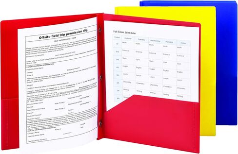 Smead Poly Two-Pocket Folder with Tang Style Fasteners, Letter Size, Assorted Bright Colors, 6 per Pack (87747) in Saudi Arabia