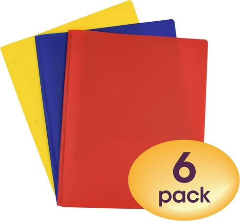 Smead Poly Two-Pocket Folder with Tang Style Fasteners, Letter Size, Assorted Bright Colors, 6 per Pack (87747) in Saudi Arabia