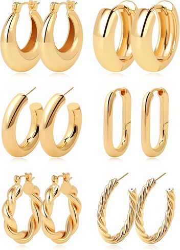 Dreamfox 6/9 Pairs Huggie Hoop Earrings Small Hypoallergenic 14K Gold Plated Huggie Earrings For Women Simple Huggie Hoops For Girls in Saudi Arabia