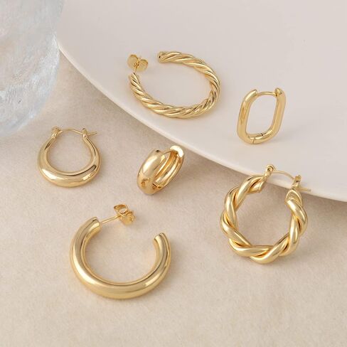 Dreamfox 6/9 Pairs Huggie Hoop Earrings Small Hypoallergenic 14K Gold Plated Huggie Earrings For Women Simple Huggie Hoops For Girls in Saudi Arabia