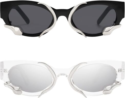 Appassal Trendy Sunglasses for Women Men Vintage Narrow Cateye Metal Snake Sunnie Y2k Accessories AP3621 in Kuwait
