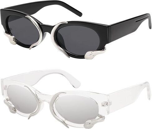 Appassal Trendy Sunglasses for Women Men Vintage Narrow Cateye Metal Snake Sunnie Y2k Accessories AP3621 in Kuwait