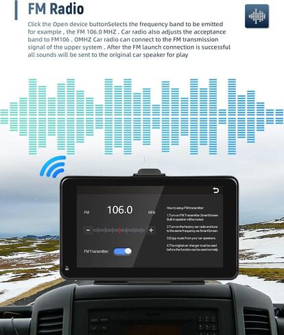 7 بوصة لاسلكية Apple Carplay Android Auto، شاشة CarPlay ستيريو محمولة للسيارة Apple Airplay، بلوتوث مزدوج، رابط مرآة، إرسال FM، التحكم الصوتي، بطاقة TF 64 جيجا in Saudi Arabia