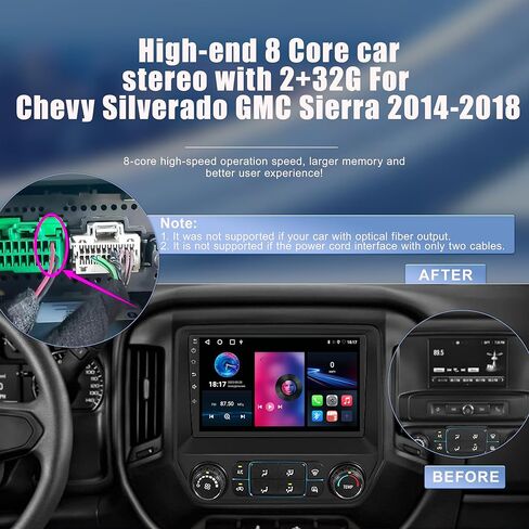 راديو السيارة ستيريو لسيارة Chevy Silverado GMC Sierra 2014-2018 Android 12 8 Core مع CarPlay اللاسلكي Android Auto، 10.1 بوصة IPS تعمل باللمس راديو السيارة مع كاميرا احتياطية، AM/FM/RDS، AUX، Hi-Fi، SWC in Kuwait