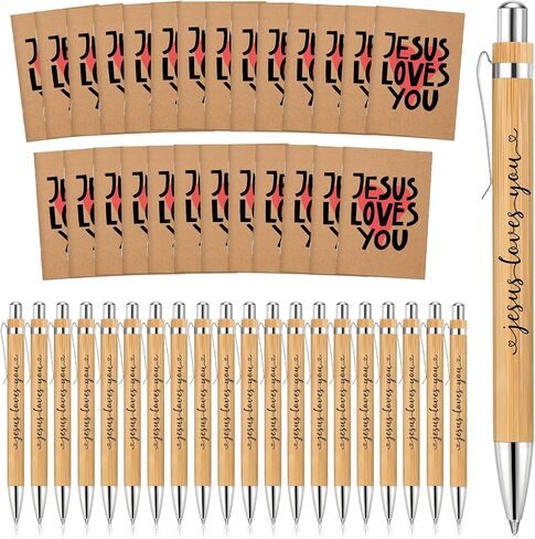 Tenceur 100 Sets Christian Gift Sets Include Jesus Loves You Inspirational Notepad Notebook with Retractable Bamboo Pen Religious Church Gifts for Men Employee Teacher in Saudi Arabia
