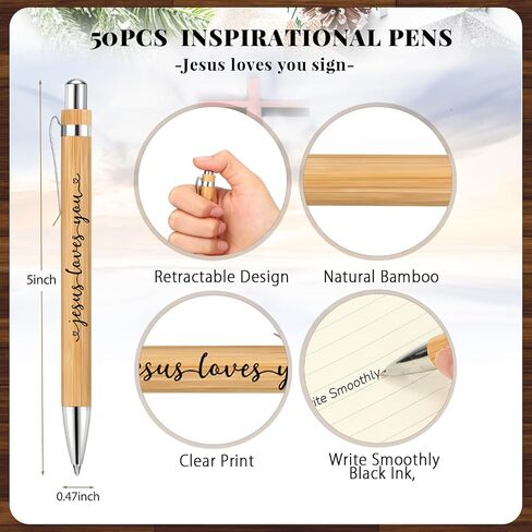 Tenceur 100 Sets Christian Gift Sets Include Jesus Loves You Inspirational Notepad Notebook with Retractable Bamboo Pen Religious Church Gifts for Men Employee Teacher in Saudi Arabia