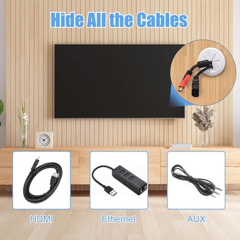 TV Cord Hider for Wall Mounted TV, Wall Grommet for TV Cables Pass Through, Black Cable Management Kit Hides TV Wires Behind The Wall - in Wall Cord Concealment in Saudi Arabia