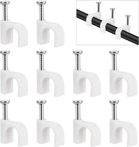 100 Pcs Cable Wire Clips, Circle Nail in Cable Clips Wire Wall Clips with Steel Nails Ethernet Cable Nails Tacks Clips, CAT6 Cable Cord Clips, White| 4mm 6mm 8mm 10mm, in Saudi Arabia