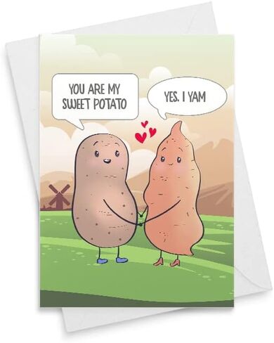 Sweet Potato Card, Funny Valentines Day Card, Anniversary Card, Food Pun, Valentines Day Cards, Valentines Day Card, Pun Cards Father's Day [00328] in Saudi Arabia