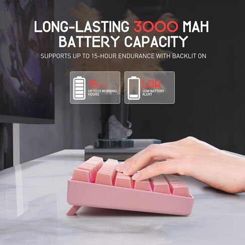 HUO JI Wireless RGB Mechanical Keyboard，Bluetooth/2.4Ghz/Wired Z-88 Gaming Keyboard with Clicky Blue Switches RGB LED Backlit 81 Keys Compact for Mac, PC, Black in Kuwait