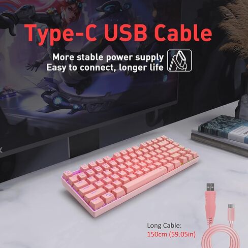 HUO JI Wireless RGB Mechanical Keyboard，Bluetooth/2.4Ghz/Wired Z-88 Gaming Keyboard with Clicky Blue Switches RGB LED Backlit 81 Keys Compact for Mac, PC, Black in Kuwait