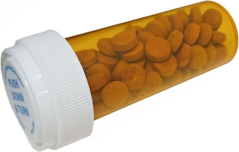 Empty Pill Bottle Vials 16 Dram (2 oz) with Push Down Caps [Pack of 10] Amber Pharmaceutical Prescription Dispensing Bottles with Safety lids with Child Resistant Caps - Plastic Medicine Bottles (10) in Saudi Arabia