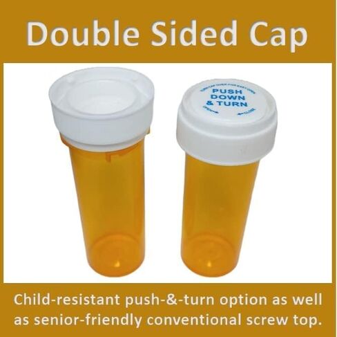 قوارير زجاجات حبوب الدواء الفارغة 16 درام (2 أونصة) مع أغطية للأسفل [عبوة من 5] زجاجات توزيع الوصفات الطبية الصيدلانية الكهرمانية مع أغطية أمان مع أغطية مقاومة للأطفال - زجاجات طبية بلاستيكية (5) in Kuwait