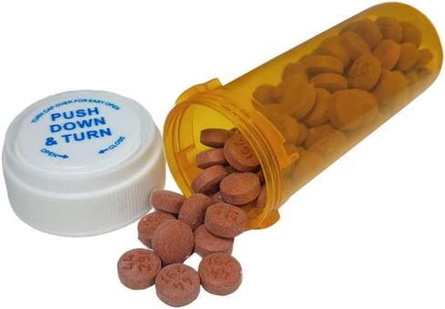 Empty Pill Bottle Vials 16 Dram (2 oz) with Push Down Caps [Pack of 10] Amber Pharmaceutical Prescription Dispensing Bottles with Safety lids with Child Resistant Caps - Plastic Medicine Bottles (10) in Saudi Arabia