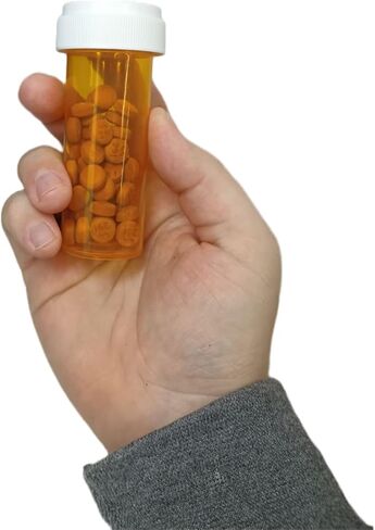 Empty Pill Bottle Vials 16 Dram (2 oz) with Push Down Caps [Pack of 10] Amber Pharmaceutical Prescription Dispensing Bottles with Safety lids with Child Resistant Caps - Plastic Medicine Bottles (10) in Saudi Arabia