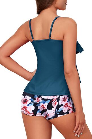 Womens Tankini Swimsuits with Boy Shorts Tummy Control Plus Size Modest Flounce Vintage Tank Top Two Piece Bathing Suits in Kuwait