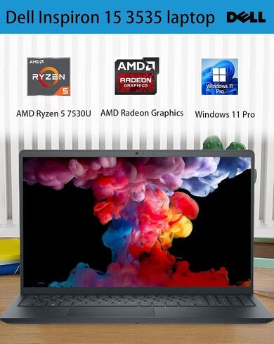 Dell Inspiron 15 3535 Laptop Computer, 15.6'' FHD Touchscreen Laptop, AMD Ryzen 5 7530U(Beat i7-11600H), 32GB RAM, 1TB SSD, Windows 11 Pro, Office 365, HDMI, WiFi 5, Carbon Black in Saudi Arabia