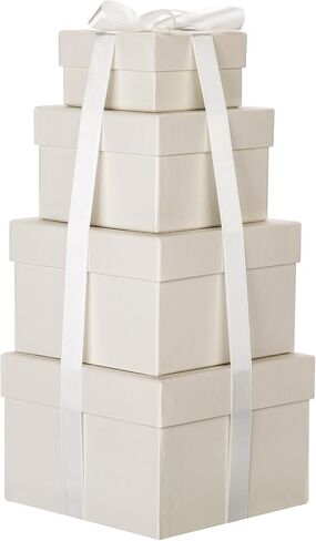 Square Gift Boxes with Lids Set of 4 Black Gift Box Assorted Sizes Nesting Gift Boxes for Presents Birthday Bridesmaid Wedding Valentines Christmas Party Favor Boxes in Saudi Arabia