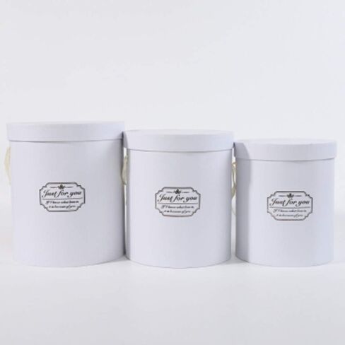 BBJ يلتف صناديق الزهور الفاخرة ذات الأسطوانة البيضاء مع أغطية مستديرة بائع الزهور هدية علبة التعبئة والتغليف من الورق المقوى لمجموعة الزهور/3 in Kuwait