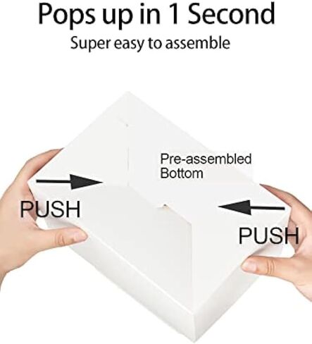 20 عبوة من صناديق الجملون الكبيرة باللون الأبيض - حاويات من الورق المقوى المتين مقاس 9 × 6 × 6 بوصة للهدايا وصناديق الغداء والبسكويت وحفلات الزفاف في أعياد الميلاد، سهلة التجميع بمقابض in Kuwait