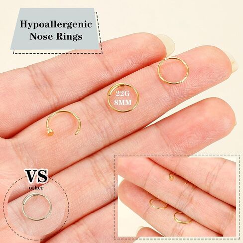 FINREZIO 15PCS 22G 20G 18G Surgical Steel Nose Rings Hoop Studs Cartilage Earrings Body Piercing Jewelry 1.5mm 2mm 2.5mm CZ in Saudi Arabia