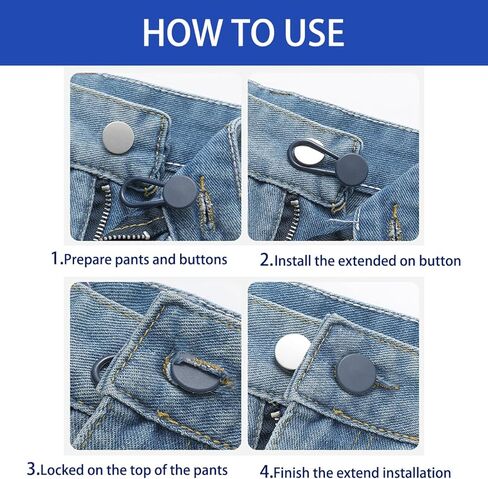 MUNAN 12 قطعة موسعات أزرار للجينز، موسع أزرار السراويل، بدون خياطة وصلة حزام الخصر الفورية للسراويل للنساء والرجال، 3 ألوان موسع حزام الخصر، موسعات الخصر (1-1.4 بوصة) in Kuwait