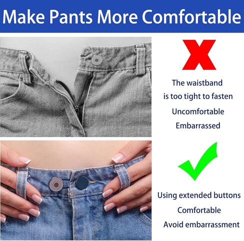 MUNAN 12 قطعة موسعات أزرار للجينز، موسع أزرار السراويل، بدون خياطة وصلة حزام الخصر الفورية للسراويل للنساء والرجال، 3 ألوان موسع حزام الخصر، موسعات الخصر (1-1.4 بوصة) in Kuwait