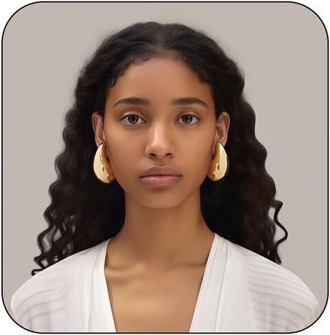 أقراط دمعة متدلية 𝑭𝒐𝒓 𝑾𝒐𝒎𝒆𝒏, حلق ذهبي مكتنز 𝒑𝒆𝒏 أقراط أذن كبيرة الحجم رائجة ومثقوبة ومصقولة ولا تسبب الحساسية ومجوهرات عصرية للفتيات المراهقات in Kuwait