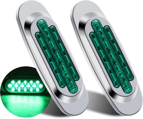 علامة جانبية للمقطورة البيضاوية من Ourbest، قطعتان 16 صمام ثنائي عالي/منخفض الشعاع LED لعلامة المقطورة وإضاءة LED للشاحنة الخلفية الخلفية والشاحنات ATV (أخضر) in Kuwait