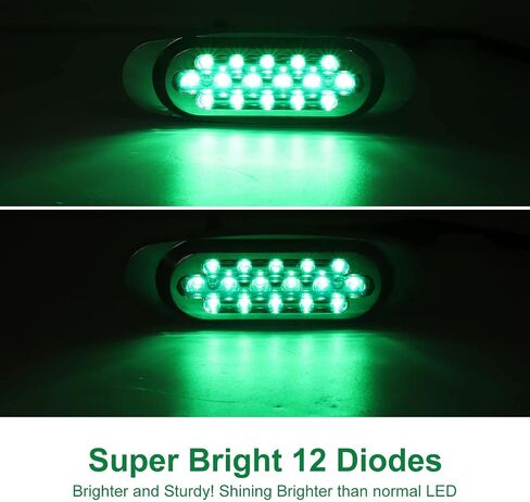 علامة جانبية للمقطورة البيضاوية من Ourbest، قطعتان 16 صمام ثنائي عالي/منخفض الشعاع LED لعلامة المقطورة وإضاءة LED للشاحنة الخلفية الخلفية والشاحنات ATV (أخضر) in Kuwait