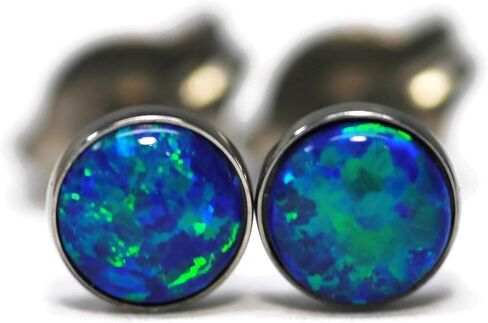 Salish Sea Inspirations Simulated Opal Titanium Hypoallergenic Stud Earrings (4mm Multi-Color) in Kuwait