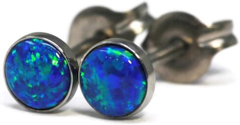 Salish Sea Inspirations Simulated Opal Titanium Hypoallergenic Stud Earrings (4mm Multi-Color) in Kuwait