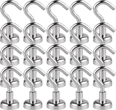 Realth Rare Earth Magnetic Hooks 20LBS Strong Neodymium Magnets with Hook Color Sliver 20 Pack for Kitchen Warehouse Cruise Workplace Garage and Office in Saudi Arabia