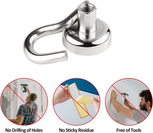 Realth Rare Earth Magnetic Hooks 20LBS Strong Neodymium Magnets with Hook Color Sliver 20 Pack for Kitchen Warehouse Cruise Workplace Garage and Office in Saudi Arabia
