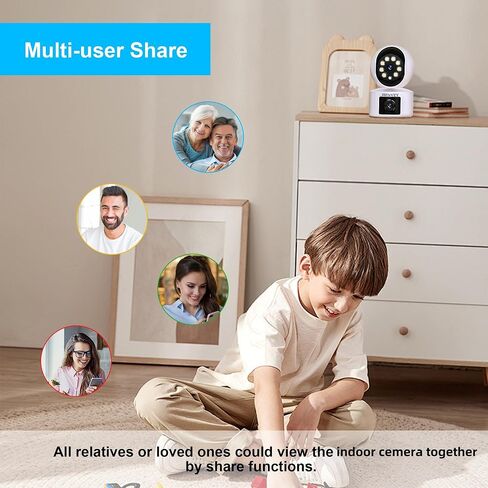 Dual Lens Bluetooth Indoor Camera,5GHz & 2.4GHz WiFi Security Camera,5MP Baby Camera Pet Camera Indoor,Two-Way Talk,355° Pan/Tilt,Plug in in Saudi Arabia