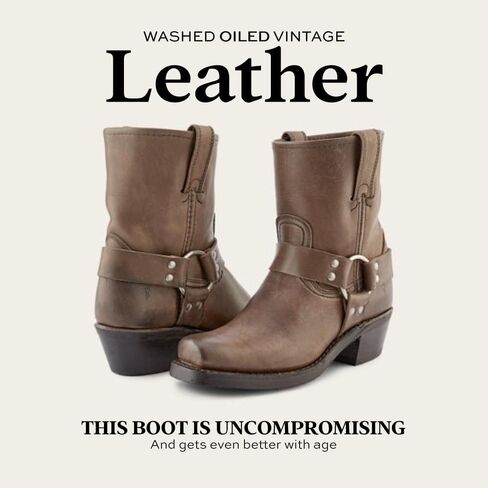 Frye Harness 8R Boots for Women Crafted from Washed and Oiled Italian Leather with Goodyear Welt Construction, Rubber Outsole, and Stacked Leather Heel – 8" Shaft Height in Saudi Arabia
