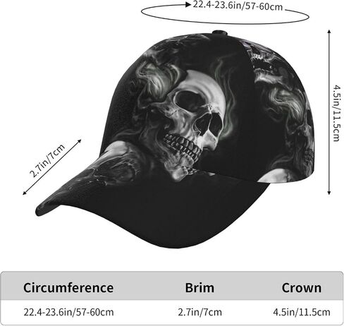 Cool Skull Snapback Cap Skull Baseball Hats Cool Sun Hat Adjustable Men Cap Cool Hats for Women Men in Saudi Arabia