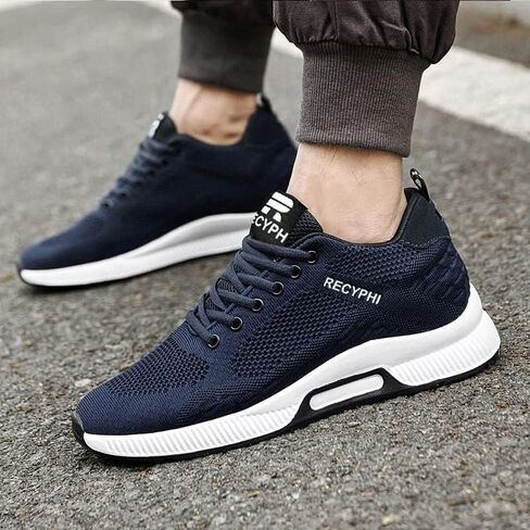 Recyphi Men's Invisible Height Increasing Shoes Elevator Sneakers Breathable Knitted Hidden Heel Fashion Sneakers 2.4'' Taller in Saudi Arabia