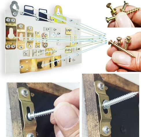 Bear Claw Screw, 40 Pack Double Headed Bear Claw Screw, Picture Hangers Multi Purpose Screw Hook for D-Rings, Wire, Sawtooths & Keyholes (40, Silver) in Saudi Arabia