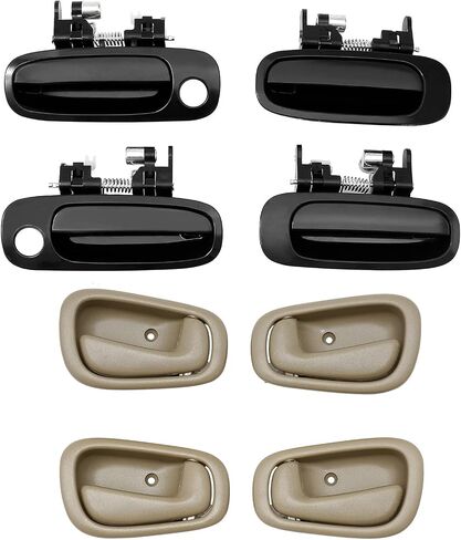 Door Handle Set, Compatible With 1998-2002 Toyota Corolla Chevy Prizm, Interior & Exterior Front & Rear Left Driver & Right Passenger Side, Pack of 8| Replaces# 6922002030 6920602050 77563 80424 77567 in Saudi Arabia