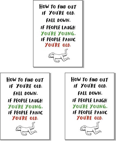 بطاقة عيد ميلاد سعيد مضحكة للرجال والنساء. روح الدعابة كيفية معرفة ما إذا كانت نكتة القديمة الخاصة بك. مثالية للأم والأب والجد الخمسين والستين والسبعين in Kuwait