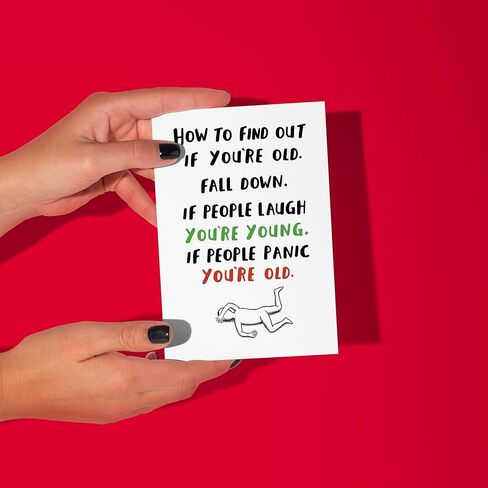 بطاقة عيد ميلاد سعيد مضحكة للرجال والنساء. روح الدعابة كيفية معرفة ما إذا كانت نكتة القديمة الخاصة بك. مثالية للأم والأب والجد الخمسين والستين والسبعين in Kuwait