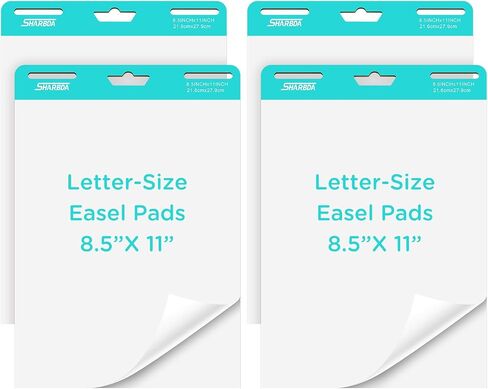 SHARBDA Sticky Easel Pads,Letter-Size,8.5 x 11 inches,Small Chart Paper, 30 Sheets/Pad, 4 Pads, Portable Blank Sheet with Sticky for Classrooms, Drawing, Writing in Kuwait