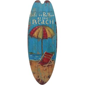 DECHOUS Retro Surfboard Hanging Wall Decor Mini Surfboard Summer Outdoor Decor Tropical Home Decor Surfboard Wall Art Surfboard Wall Decor Home Ornament Surfboard Shape Wooden Sign Hawaii