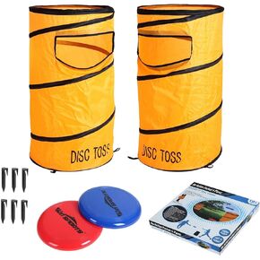 Folding Disc Toss Game Set - Flying Disc Toss Dunk Game Set - Includes 2 Disc Targets with Bean Bag & 2 Flying Discs & Carrying Case - Great for Backyard,BBQs,Tailgating