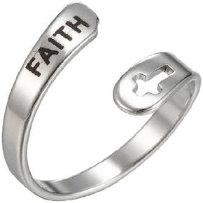 COLORFUL BLING Gold Silver Stainless Steel Adjustable Statement Promise Rings Hope Love Blessed Faith Engraved Band Rings Eternity Cross Jewelry for Women Men
