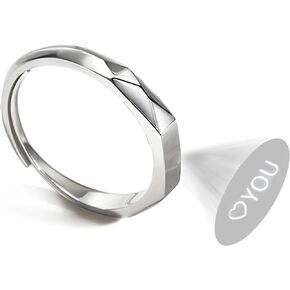 925 Sterling Silver Promise Ring for Her Him Couple Personalized Handmade Projection Ring Adjustable I Love You Engagement Wedding Ring for Women Girlfriend Gift