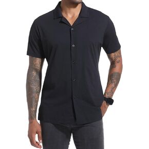 Men's Casual Button Down Shirts Short Sleeve Summer Cuban Vacation Beach Shirts